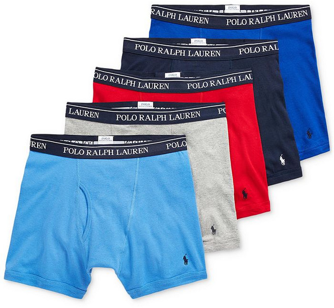 Polo Ralph Lauren 남성용 클래식 코튼 복서 브리프 5팩 - Andover / Aerial Blue Rugby Royal Red Cruise Navy 249035