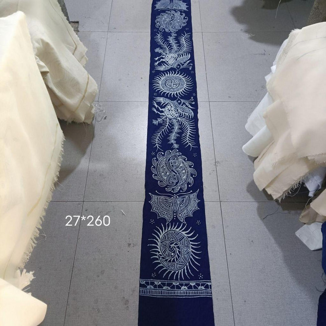 貴州苗族蠟染畫桌旗 茶几布 長桌巾, 傳統蠟染茶席27*260尺寸可, 1個, 27*260