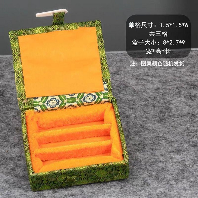 印章收納盒 可以裝3個印章盒金石錦盒收納盒三個印石料盒子姓名章金石書法盒, 1個, 可以裝3個 1.5*6cm 印章
