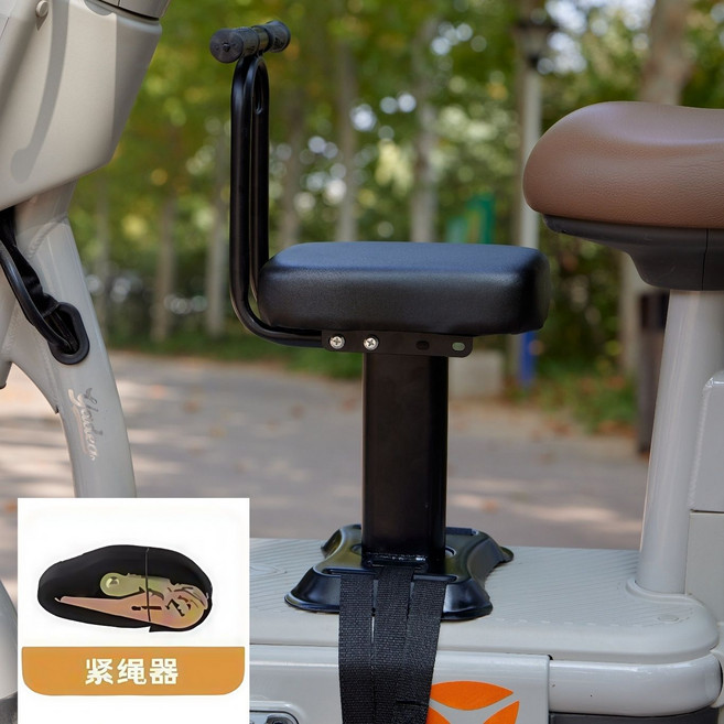 電動車兒童前置安全座椅 嬰幼兒寶寶適用, 1個, 升級高碳鋼(黑色)+扶手