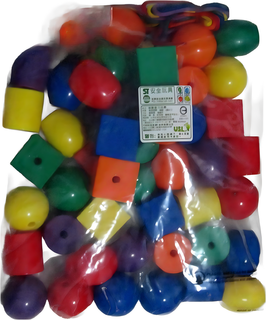 USL遊思樂教具 特大串珠教具(6色 48pcs入) 台灣製安全穿線遊戲, 1套