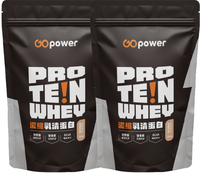 GOpower 果果能量 濃縮乳清蛋白【烏龍奶茶】高蛋白健身補給 快速補充蛋白質, 500g, 2個