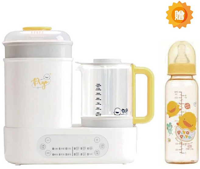Piyo 黃色小鴨 多功能調乳消毒鍋 贈PES媽咪乳感奶瓶x1, 1個, 詳見圖檔#83625+83498