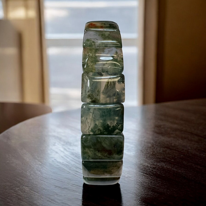 水草瑪瑙手排彈性手鍊 13-14mm 舒適貼合展現優雅品味
