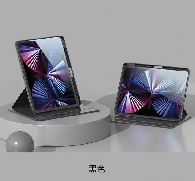 旋轉筆槽 iPad Pro 12.9吋 保護殼 多角度支撐, 黑色,Pro12.9 3/4/5代, 1個