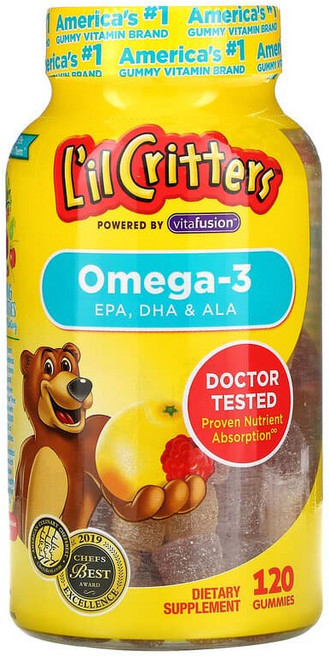 孩童Omega-3 DHA軟糖 覆盆子&檸檬風味, 120顆, 1罐