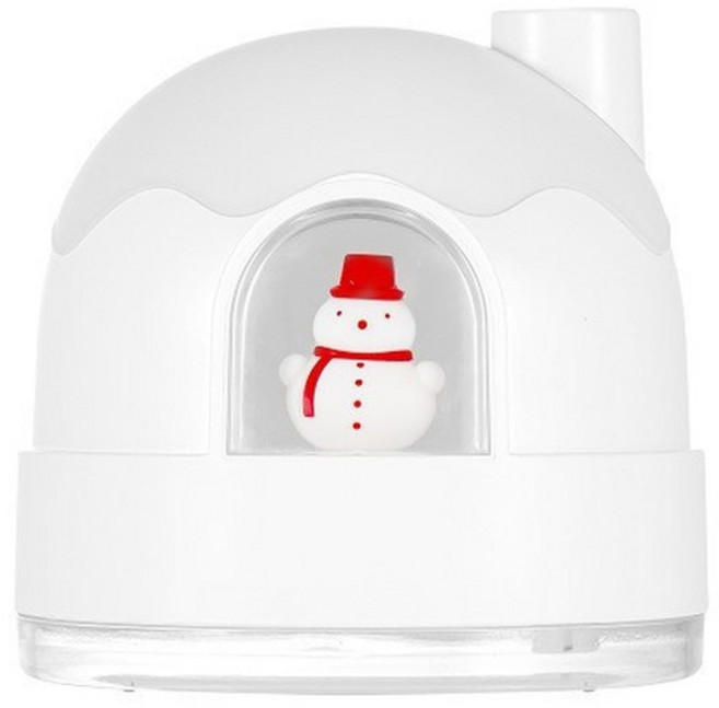 雪屋造型加濕器夜燈 USB靜音迷你桌面霧化器, 白色 充電款, 332