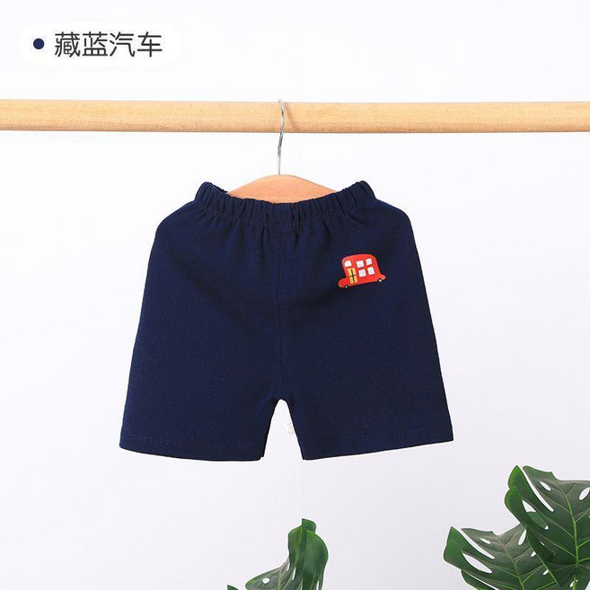 good 褲子春秋純棉休閒運動褲男女童寶寶春季衛褲嬰兒外穿長褲, 1個, 夏季短款 藏藍汽車,80碼 適合身高約73-80cm, 藏藍汽車