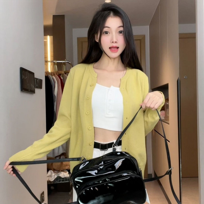 春秋灰色毛衣開衫長袖女,新款韓系ins爆款百搭外搭針織衫,高彈薄外套針織上衣