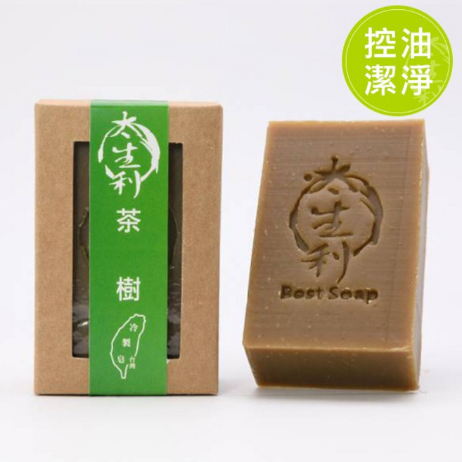 太生利 茶樹皂 手工精製冷製皂 溫和潔淨平衡油脂 滋潤肌膚 100g, 1個