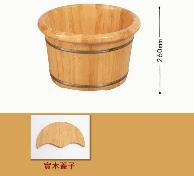 香柏木泡腳盆家用小號足浴桶 加厚實木設計, 26cm圓邊 蓋子, 1個