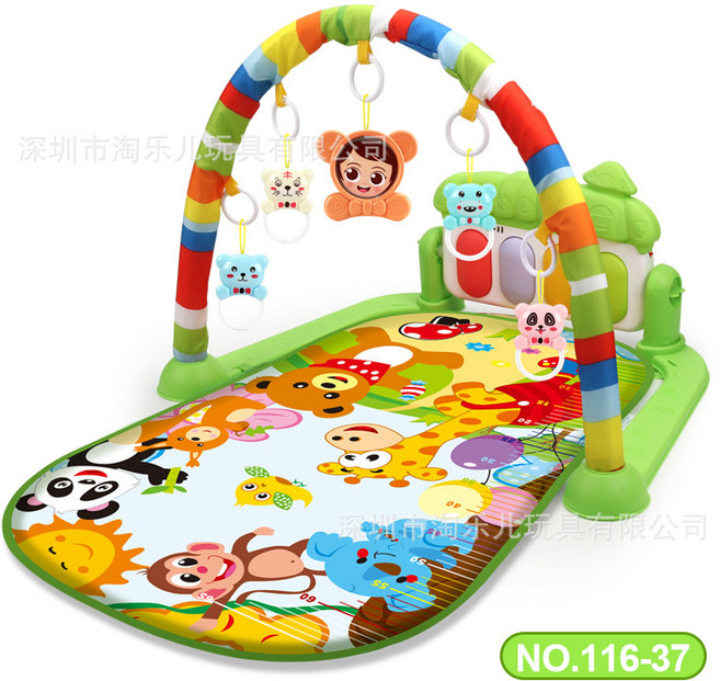 YRB 嬰兒健身架音樂腳踏琴遊戲墊 0-1歲新生兒玩具, 1套, 116-37【歡樂動物園】