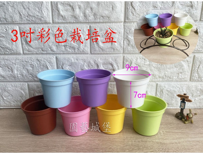 園藝城堡 3寸彩色馬卡龍多肉花盆 拱型立式花架適用, 粉綠色, 1個