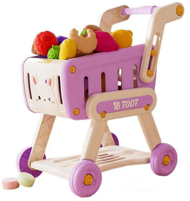 TOOT 兒童角色扮演購物車玩具 模擬超市購物遊戲 安全無毒材質, 紫色, 1個