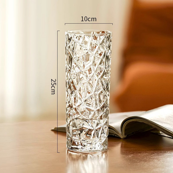 歐式水晶玻璃花瓶 高23.5cm 口徑12cm 淨重約960g, 1025冰紋 加厚一級品 高透加重