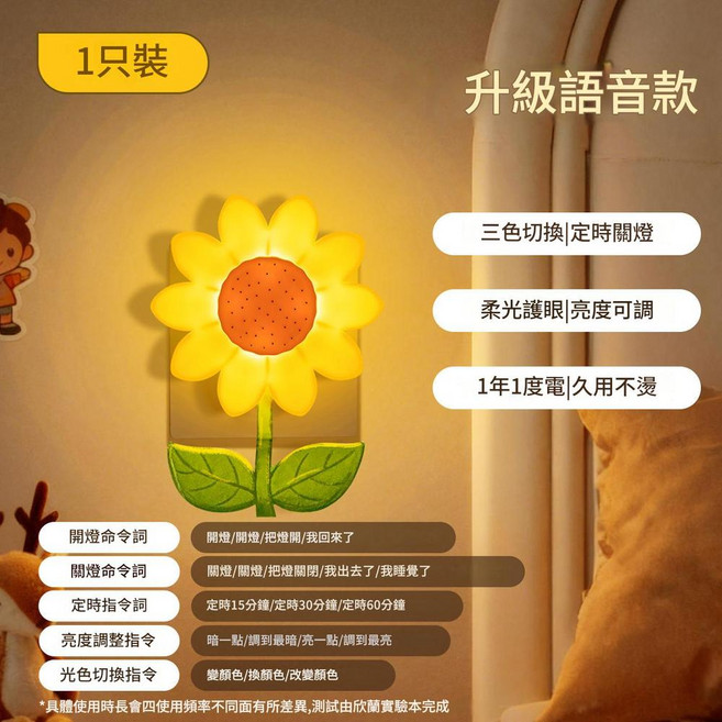 語音小夜燈 聲控智慧床頭燈 兒童護眼臺燈, 智享語音款 - 三色柔光 久用不燙 亮度調節 定時關燈