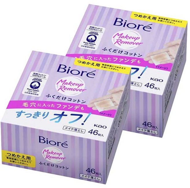 Biore 蜜妮 只需擦拭的卸妝棉補充包, 2個, 46枚入
