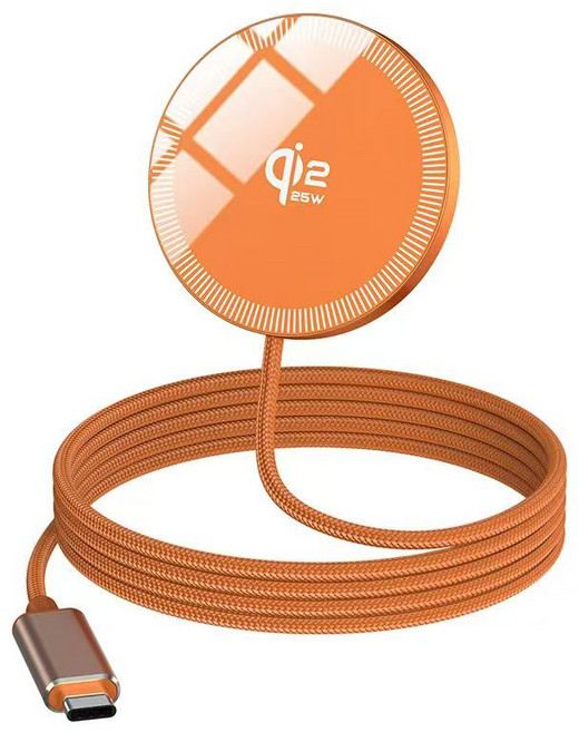 Q12 25W 磁吸無線充電器 輕薄舒適, 橙色, 1個, 1.2