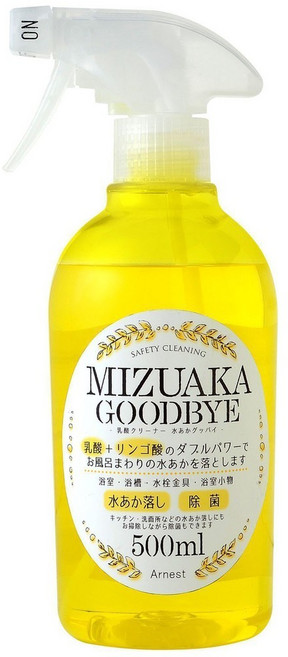 Arnest MIZUAKA GOODBYE 水垢乳酸除菌清洗劑 500ml, 1個, Arnest 水垢乳】黃-除水垢