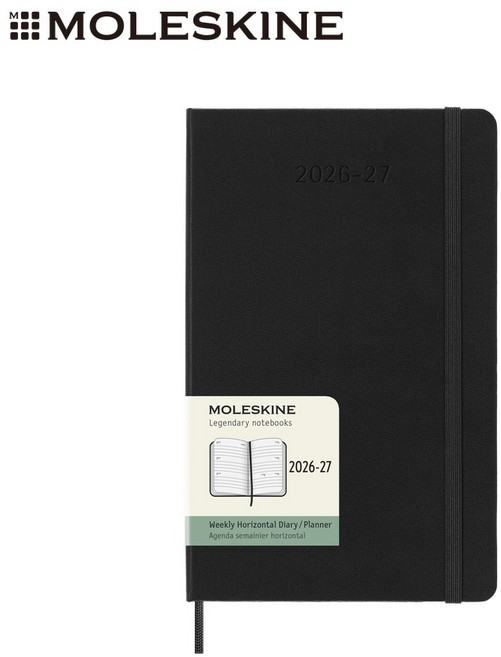 MOLESKINE 2026-2027 18個月橫式週記硬皮手帳 L型, 黑色, 1個