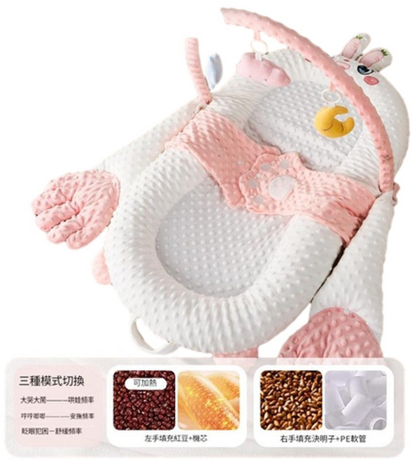 小兔艾茜 床中床防驚跳睡墊 斜坡防吐奶, 小兔艾茜 單床 玩具架 拍打手臂