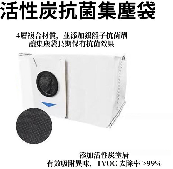 活性炭抗菌集塵袋, 1入, 抗菌活性炭集塵袋1入,X1 omni/X1S PRO PLUS, X1/T10, X1 omni/X1S PRO PLUS