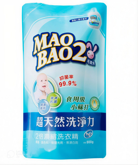毛寶2號 超天然洗淨力 2倍濃縮洗衣精 800g, 1個