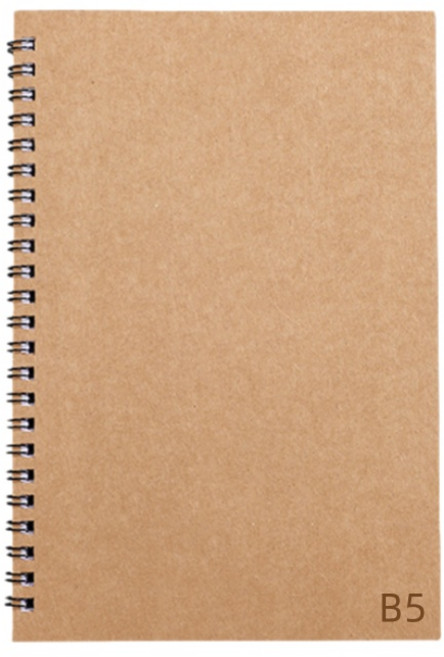 簡約牛皮紙雙線圈筆記本 A5 B5 雙面書寫加厚內頁橫線筆記本, 1個, B5牛皮紙封面(60張)/橫線