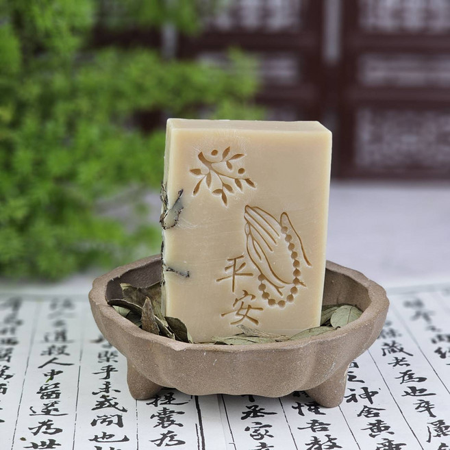 山原色手工皂 端午節 抹草平安皂 午時水 除穢安神皂 淨身艾草手工皂 芙蓉沐浴皂 廣藿香精油 保濕, 100g, 1個裝