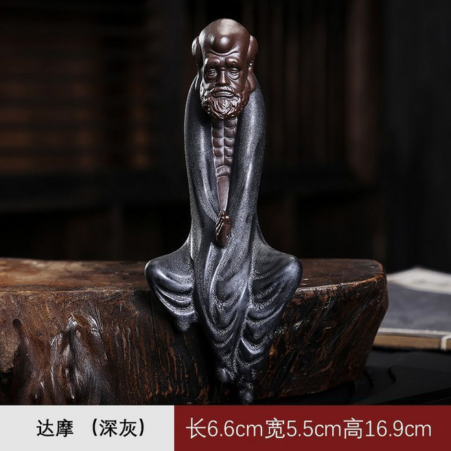 陶瓷達摩茶寵擺件, 1個, 達摩黑