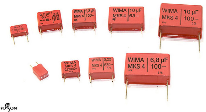 德國WIMA MKS4 0.68uF(680nF) 63V 5% 腳距:7.5mm 金屬膜電容 x1個, 1個