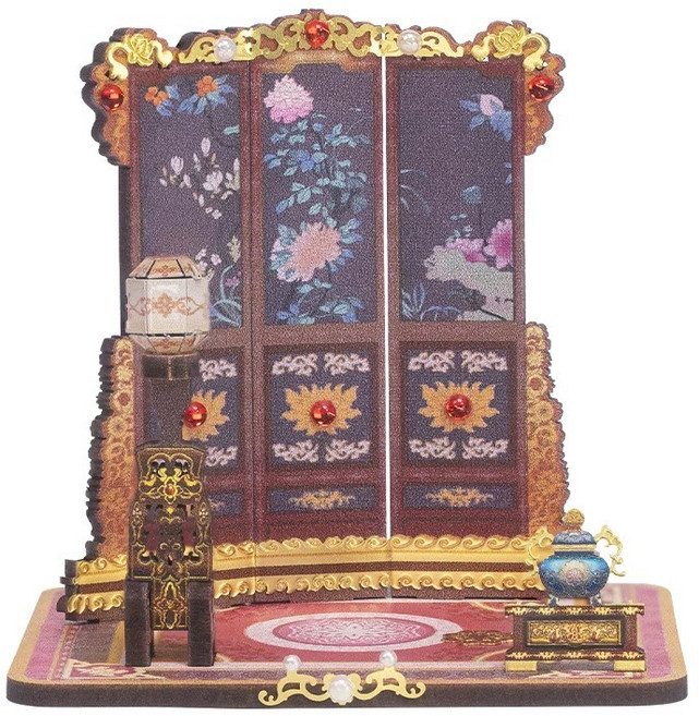 藝模 喵之城x甄嬛傳2 金屬拼裝模型 3D立體拼圖 國潮 玩具 擺件, 1個, 景仁屏風支架(宜修皇后支架)