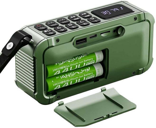 藍牙無線音響FM收音機 可拆卸電池攜帶式播放器, 多媒體F63播放器 軍綠色 三個月保固 超過保固一樣有在維修, F63