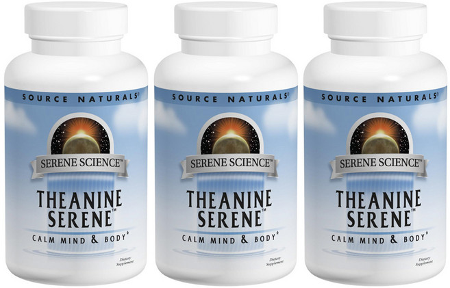 SOURCE NATURALS 無麩質無糖茶氨酸膳食補充錠, 30顆, 3罐