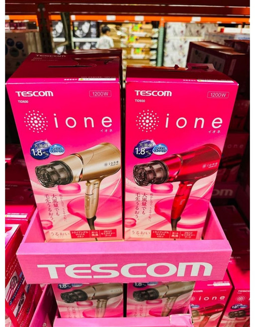 TESCOM ione 負離子吹風機 大風量 速乾 TID930, 金色, 金色