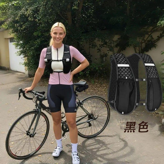 運動戶外騎行大容量水袋馬甲包, 黑色, 黑色