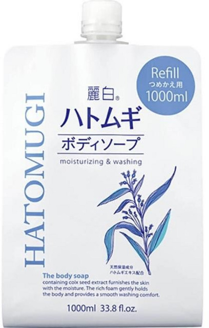 熊野油脂 麗白 HATOMUGI 薏仁身體皂 沐浴乳 補充包, 1L, 1件