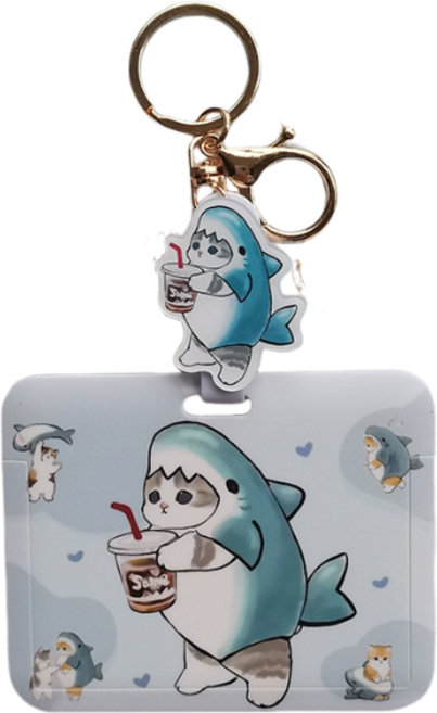 可愛貓咪造型卡套 鯊魚鑰匙圈 學生證件 悠遊卡 學生通勤必備