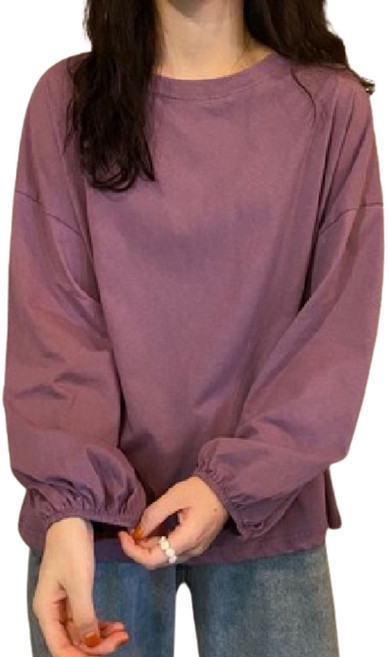 韓版長袖上衣 女上衣 長袖 韓版薄款 素色長袖上衣 女裝 衣服 寬鬆上衣 顯瘦上衣 長袖T恤
