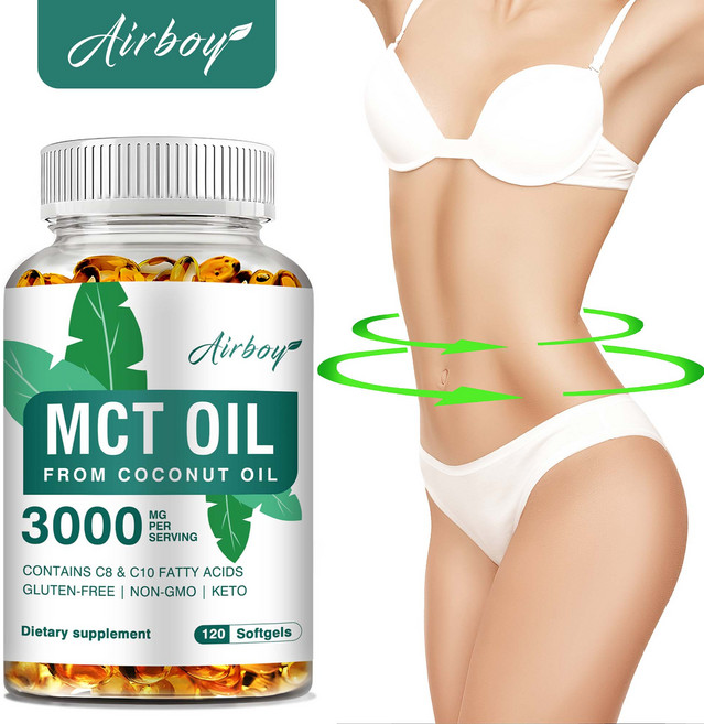 Airboy MCT Oil 3000mg 來自椰子油 無麩質 無GMO 生酮, 120組