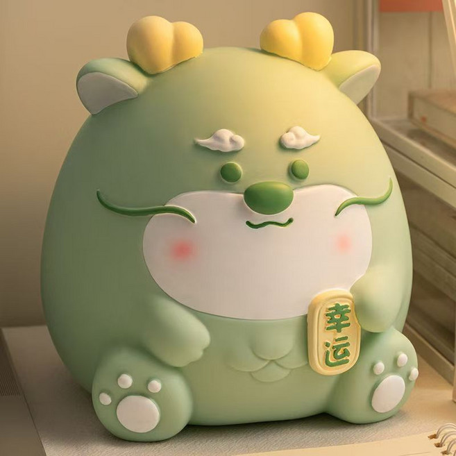 大號幸運龍韻存錢罐存錢習慣嘟嘟豬兒童卡通招財龍玩具防摔型擺件, 1個, 幸運款:如圖
