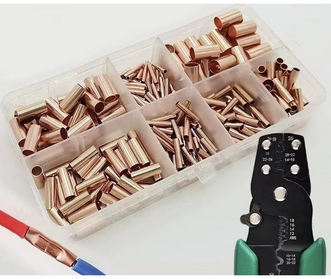 紫銅GT連接管 銅管電線接頭 電纜接頭 端子連接器, 1個, 250隻盒裝(送鉗子)