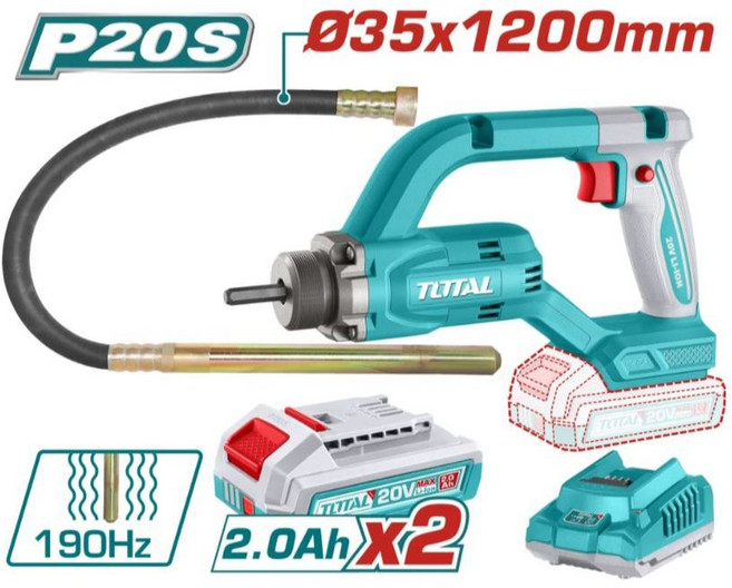 TOTAL P20S 20V鋰電水泥震動棒 Ø35x1200mm 190Hz, 1個