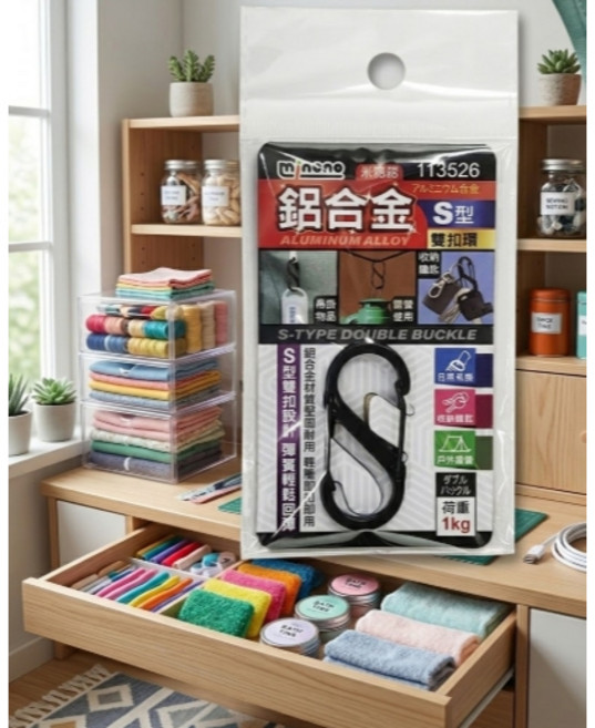 nano 鋁合金 S型雙扣環 荷重1kg, 如圖, 1個