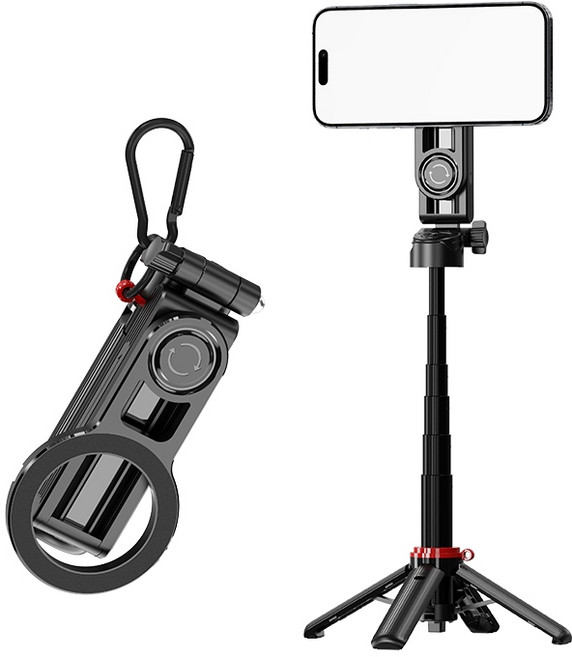 CYKE F08 超迷你磁吸自拍棒 MagSafe 360°旋轉鋁合金手機支架, 黑色, 1個