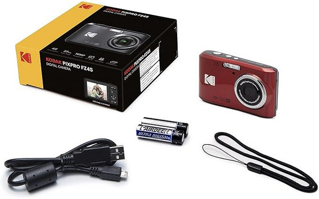 KODAK PIXPRO FZ45 16MP 數位相機, FZ45-紅色,不須加購, FZ45, 紅色, 不須加購