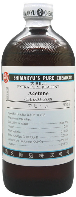 SHIMAKYU 大港化工 丙酮 試藥 Acetone 試藥級, 1個, 500ml