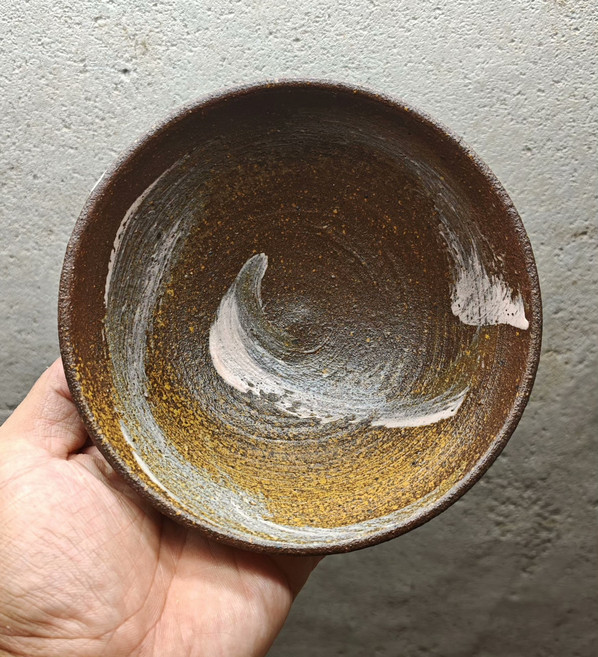 日本回流 萬古燒 紅陶 手拉胚 白粉引 抹茶碗 尺寸13*5cm 容量300cc, 商品主圖, 1個