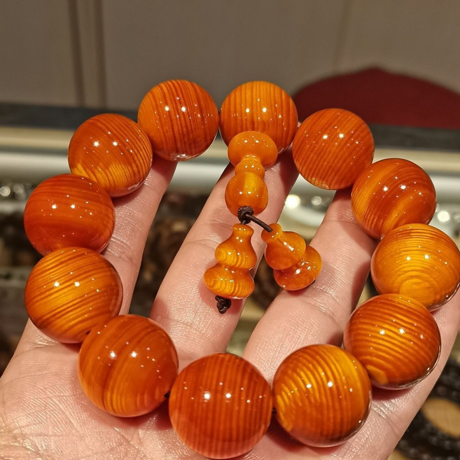 血龍木手串佛珠 琥珀木質 燈打透光 盤玩饋贈佳品, 1個, 血龍木20固態包漿