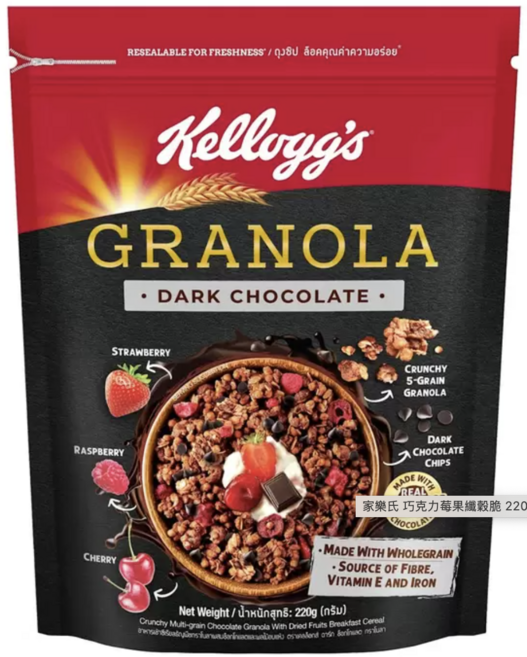 Kellogg's Granola 巧克力綜合穀物麥片, 220g (กรัม), 1個